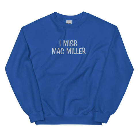 I Miss Mac Embroidered Crewneck Sweatshirt Royal