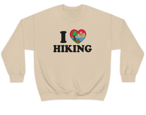 I Love Hiking Crewneck Sand Natural