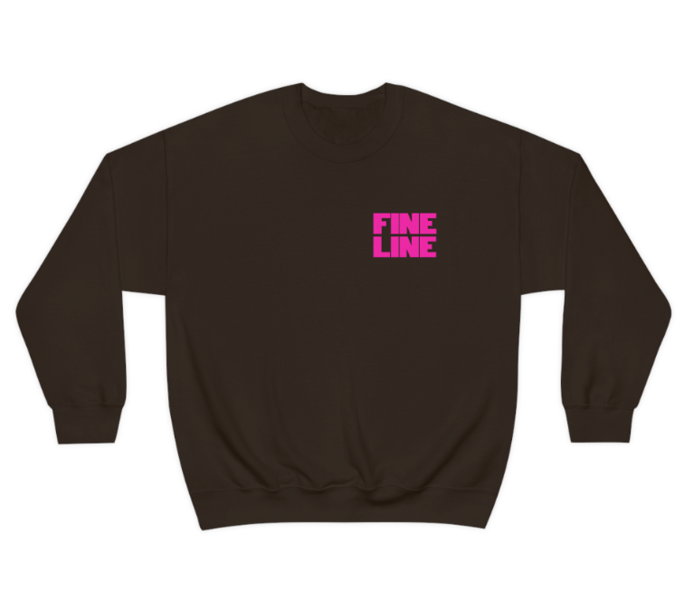 Fine Line Pink Hands Dark Choc Crewneck